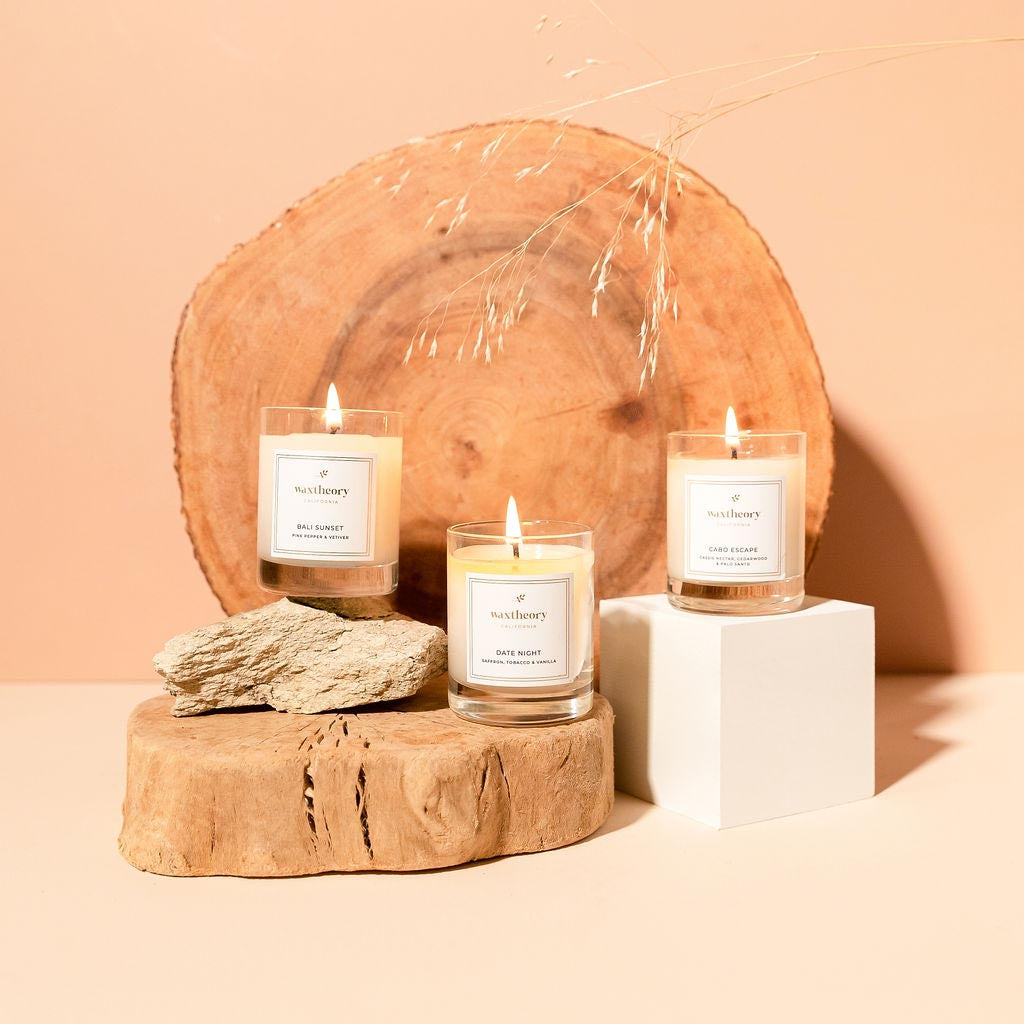 the woods candle trio set lifestyle image